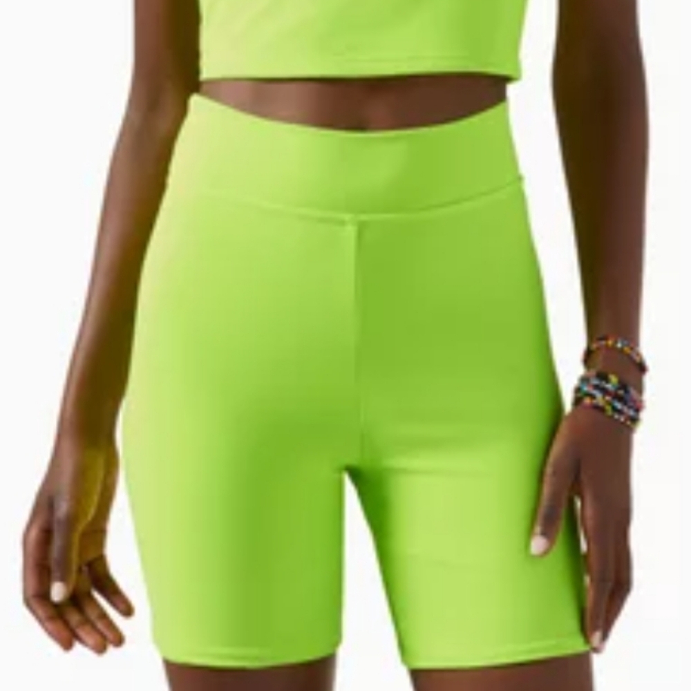 NWT Good American Swim Bike Shorts in Electric Lime